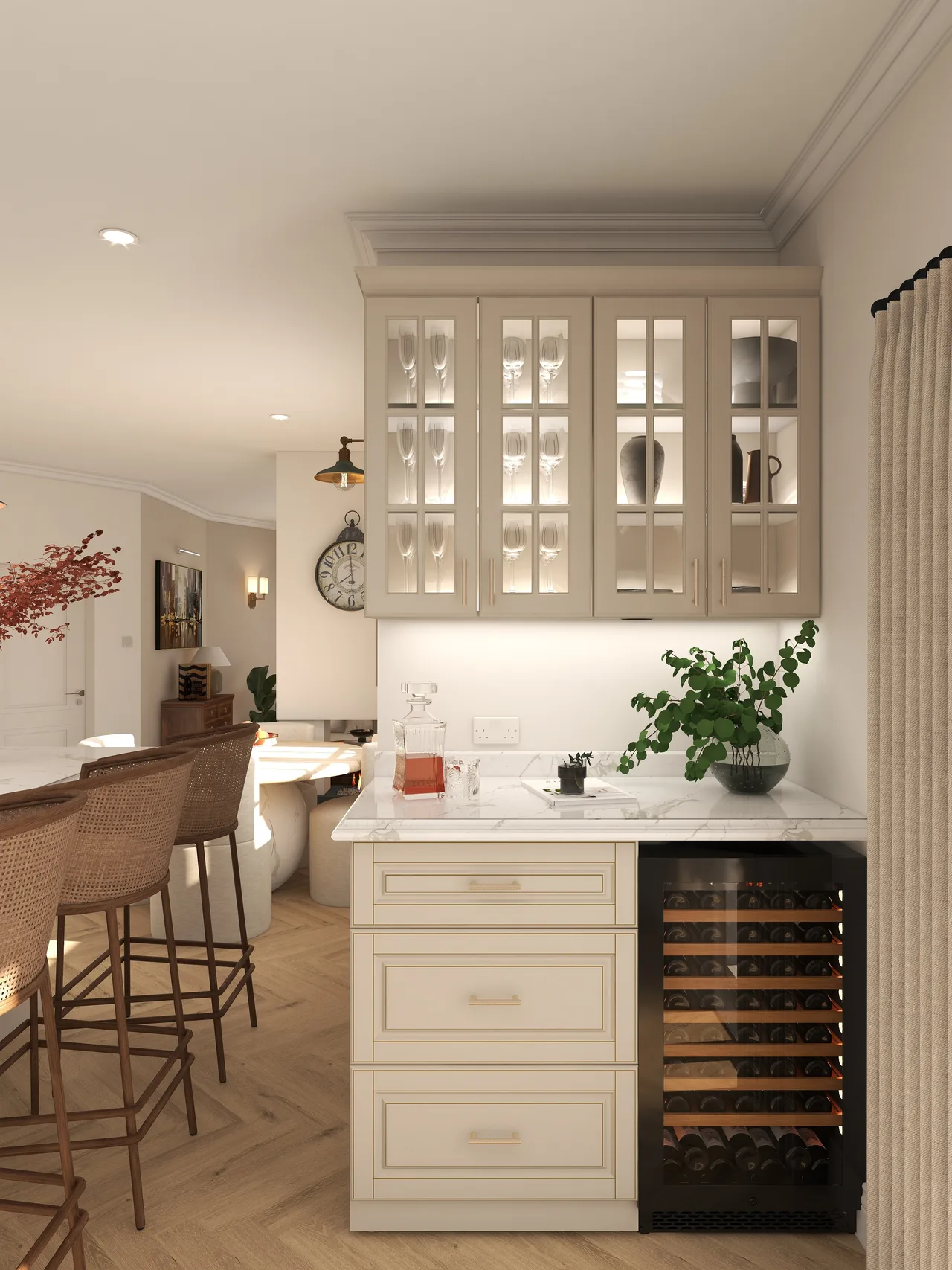 kitchen glazed cabinets, counter detail; crop of Juniper kitchen, Juniper Kitchen
