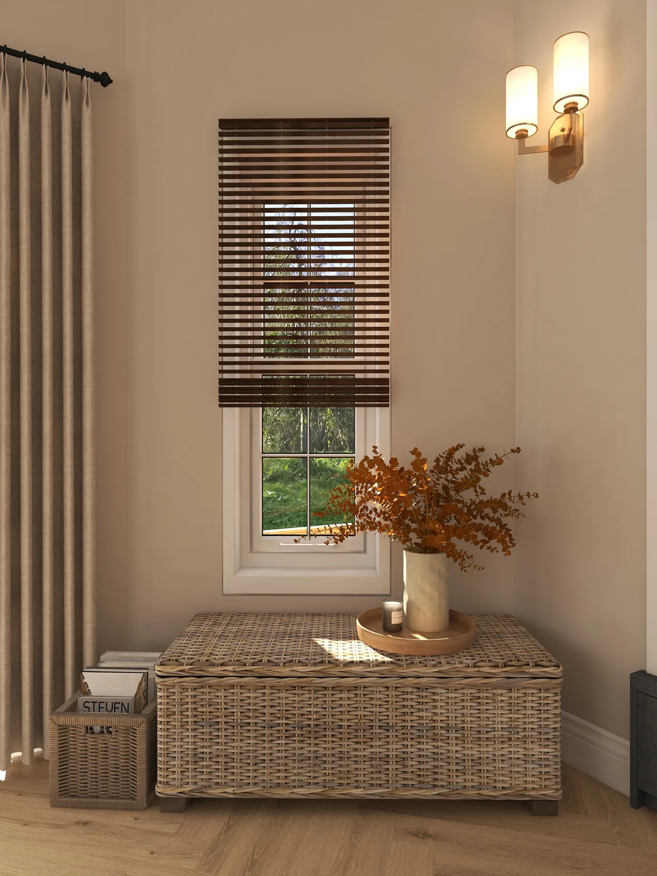Juniper Snug, window/blinds detail crop, Juniper Snug