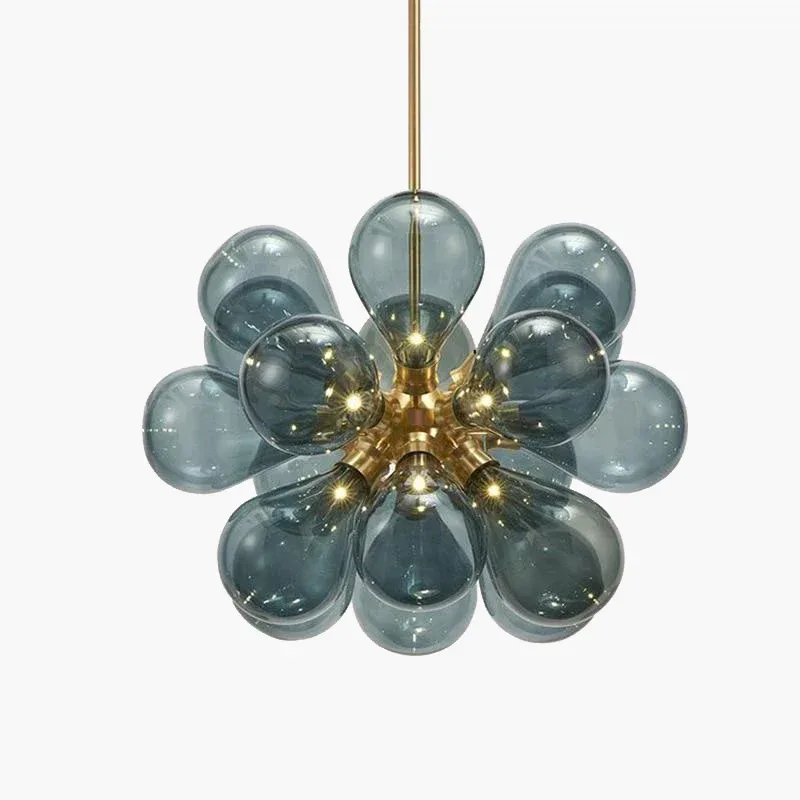 flower-petal pendant chandelier, blue/gold - lighting comparison blog