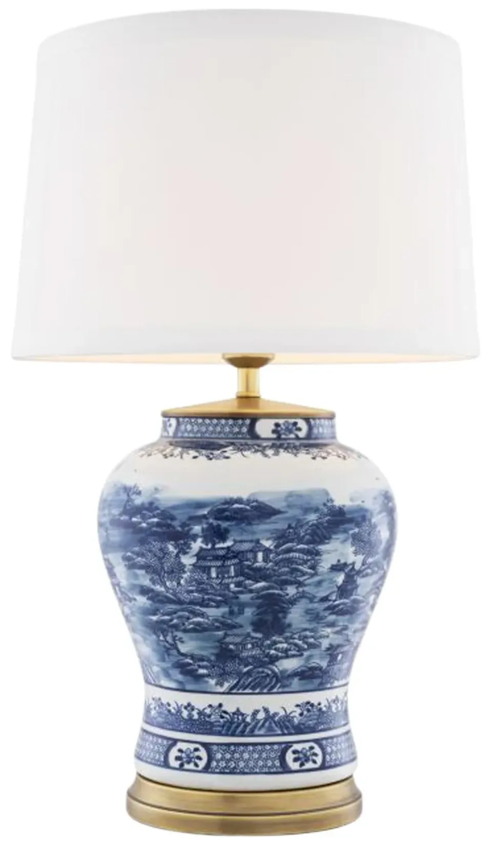 blue and white ginger-jar table lamp, pleated shade - lighting comparison blog