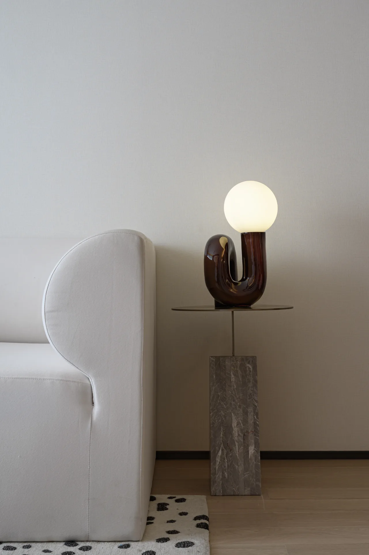 living room corner with floor lamp, generic stock